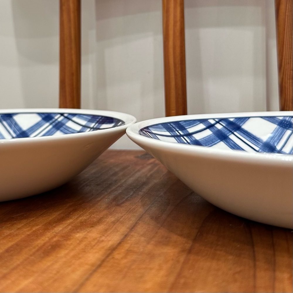 Set of 2 IKEA Churchill Blue Plaid Band Bowls Vintage Made in Great Britain - Picture 4 of 7